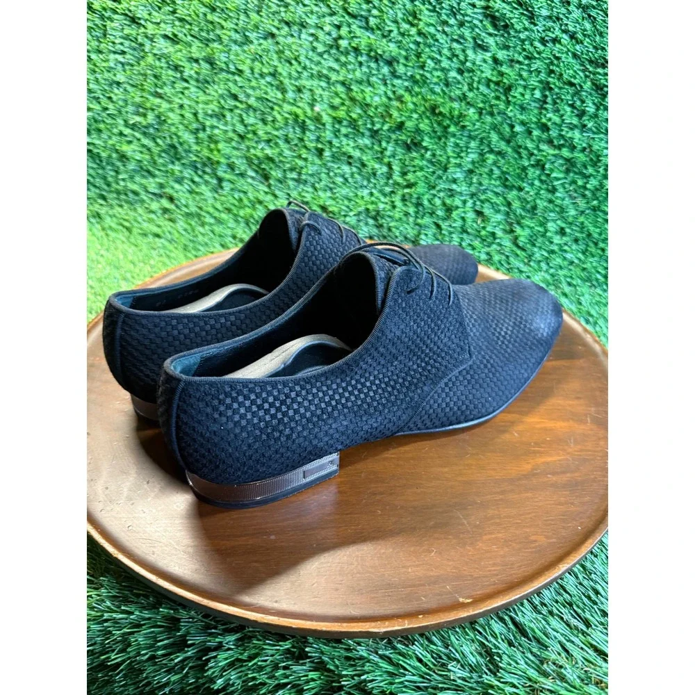 Louis Vuitton Black Damier Infini Suede Derby Dress Shoes LV Logo Heel Italy